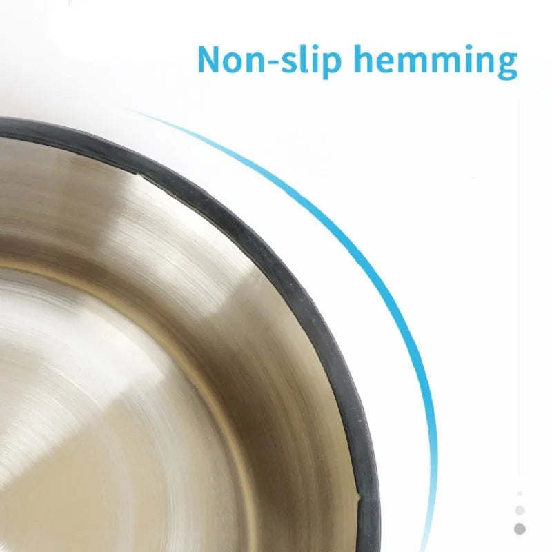 Stainless steel pet bowl with colourful melamine base in non-slip design