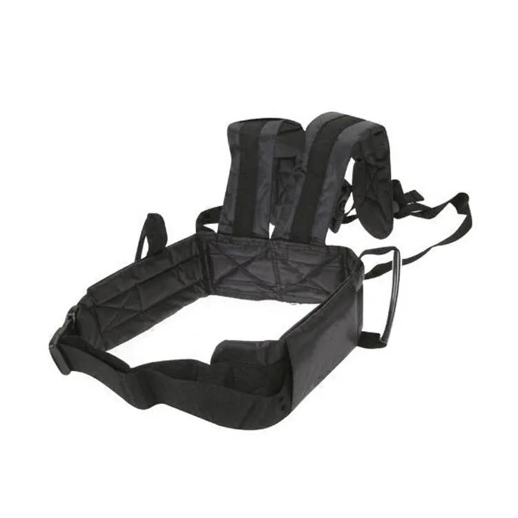 Black polyester electric car safety harness for children aged 1-12 with double shoulder straps