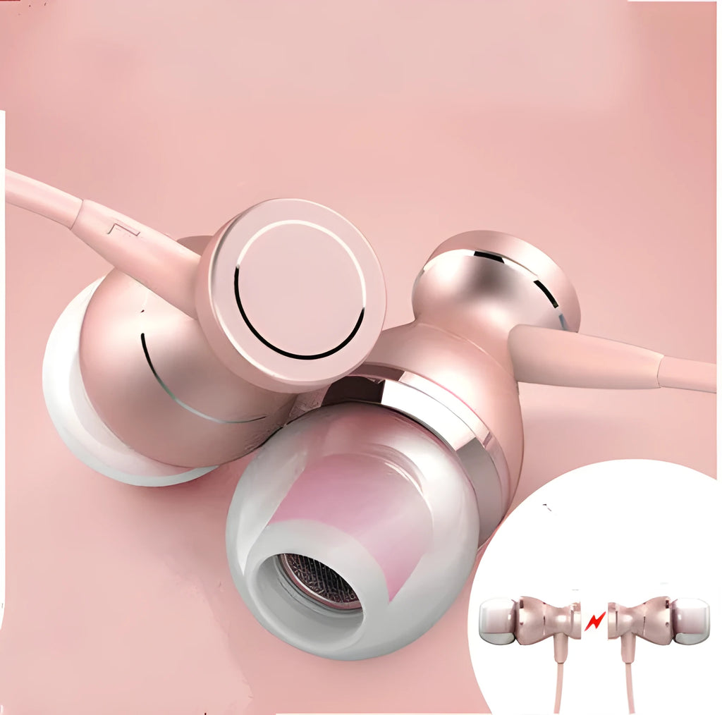 In-ear headphones with 3.5mm plug in black, gold, rose gold, and silver colour options