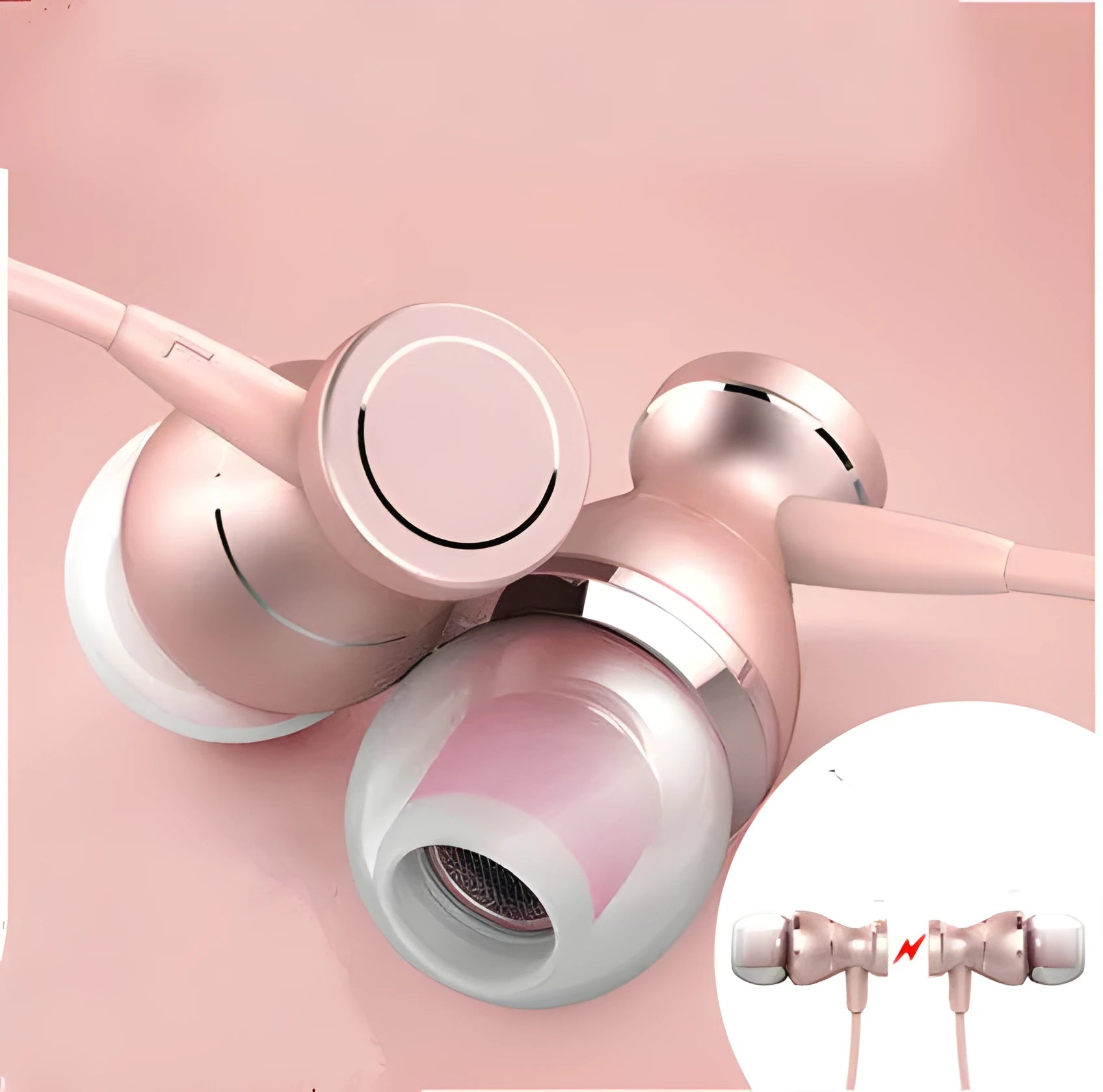 In-ear headphones with 3.5mm plug in black, gold, rose gold, and silver colour options