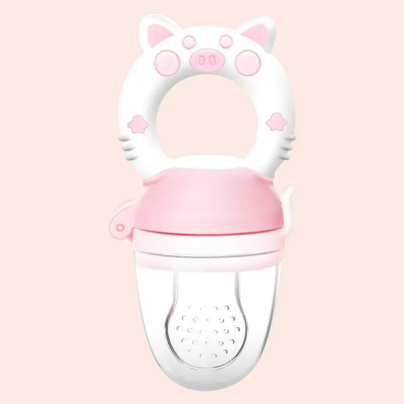 Silicone baby teether in blue, green or pink with single or triple mouthpiece designs for infant gum relief