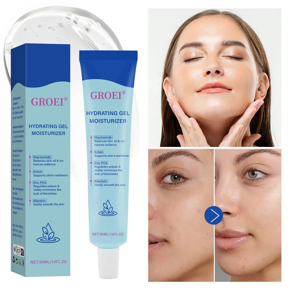 50ml moisturising facial gel pot with hyaluronic acid for skin hydration