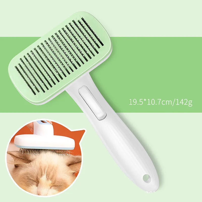 Automatic pet grooming comb with one-click hair removal in four colour options for cats and dogs