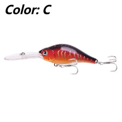 10.5cm long tongue board minnow fishing lure in assorted colours, shown with a 15g weight specification.