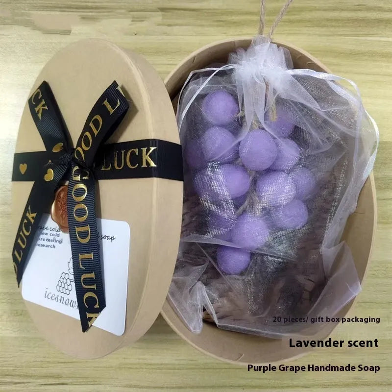 Handmade grape soap bars in four grape variants with 120g weight and multiple packaging options