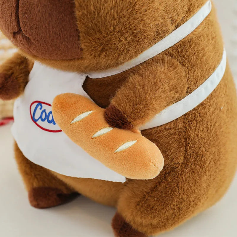 Chef Capabala brown capybara plush toy with PP cotton filling, 35cm size shown