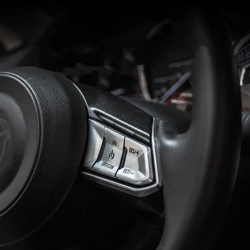 Aluminium alloy car interior decorative stickers pack with steering wheel buttons and trim options