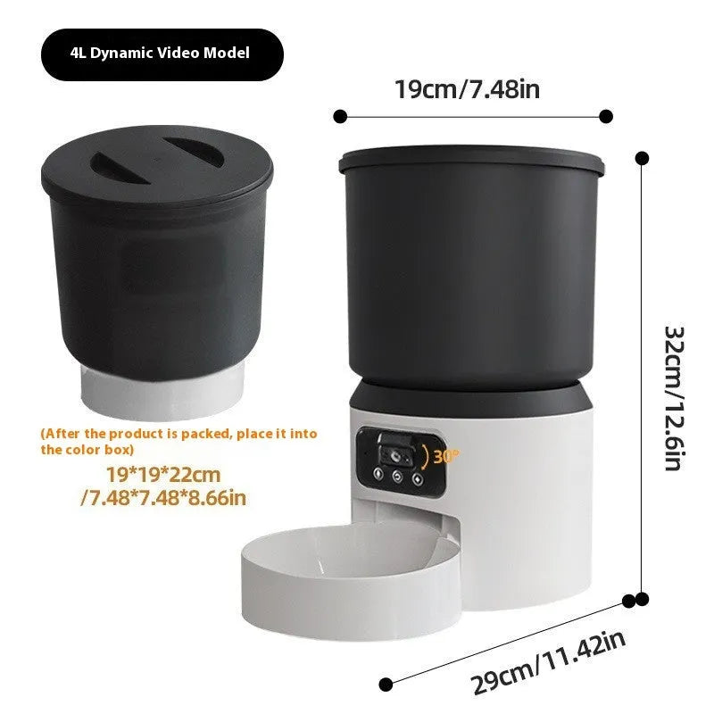 4L smart pet feeder with WiFi connectivity and stainless steel bowl for automatic feeding