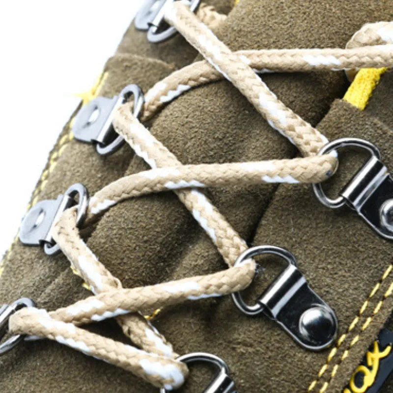 Bronze cow suede steel toe safety shoes with anti-smash protection and solid rubber sole
