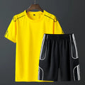 Short sleeved sportswear shorts suit in black with thin fabric T-shirt and matching shorts for men and women