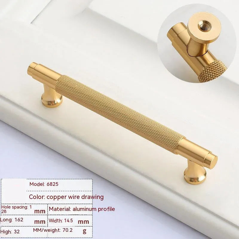 Brushed brass European style cabinet handle with aluminium alloy construction