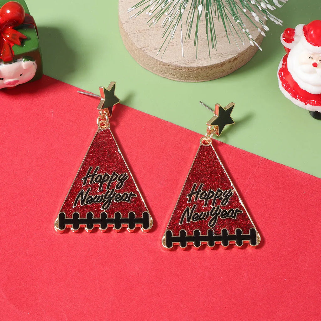 Pair of tree-shaped zinc alloy earrings in multiple colours including pink, green, gray, yellow and red