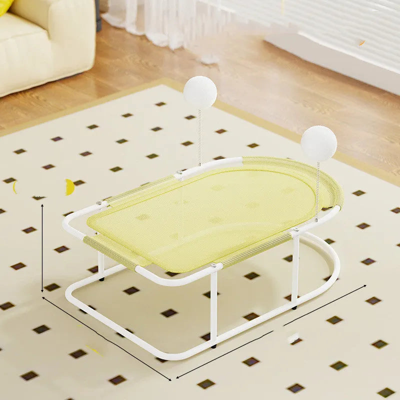 Large grey fabric cat kennel bed with breathable design for pet comfort