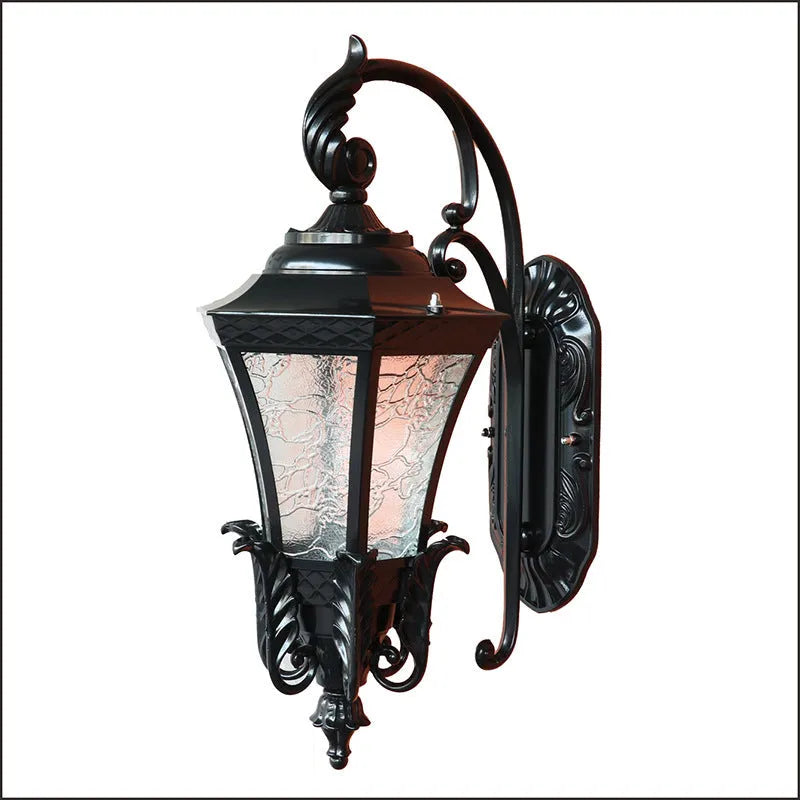 European-style solar outdoor wall light in black or bronze with remote control