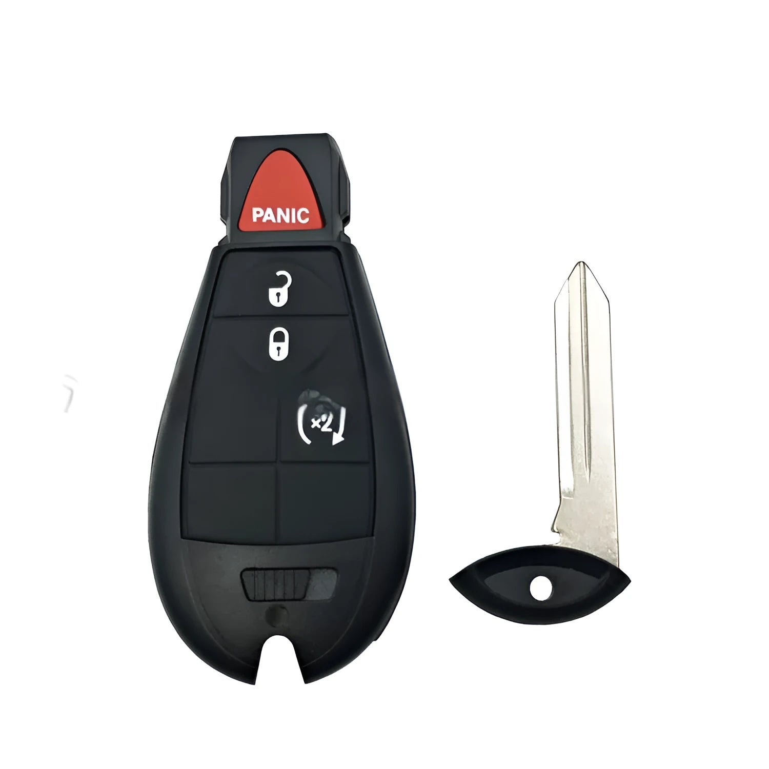 Dodge car key fob replacement shell in ABS brass and nylon, dimensions 85mm by 42mm by 15mm.