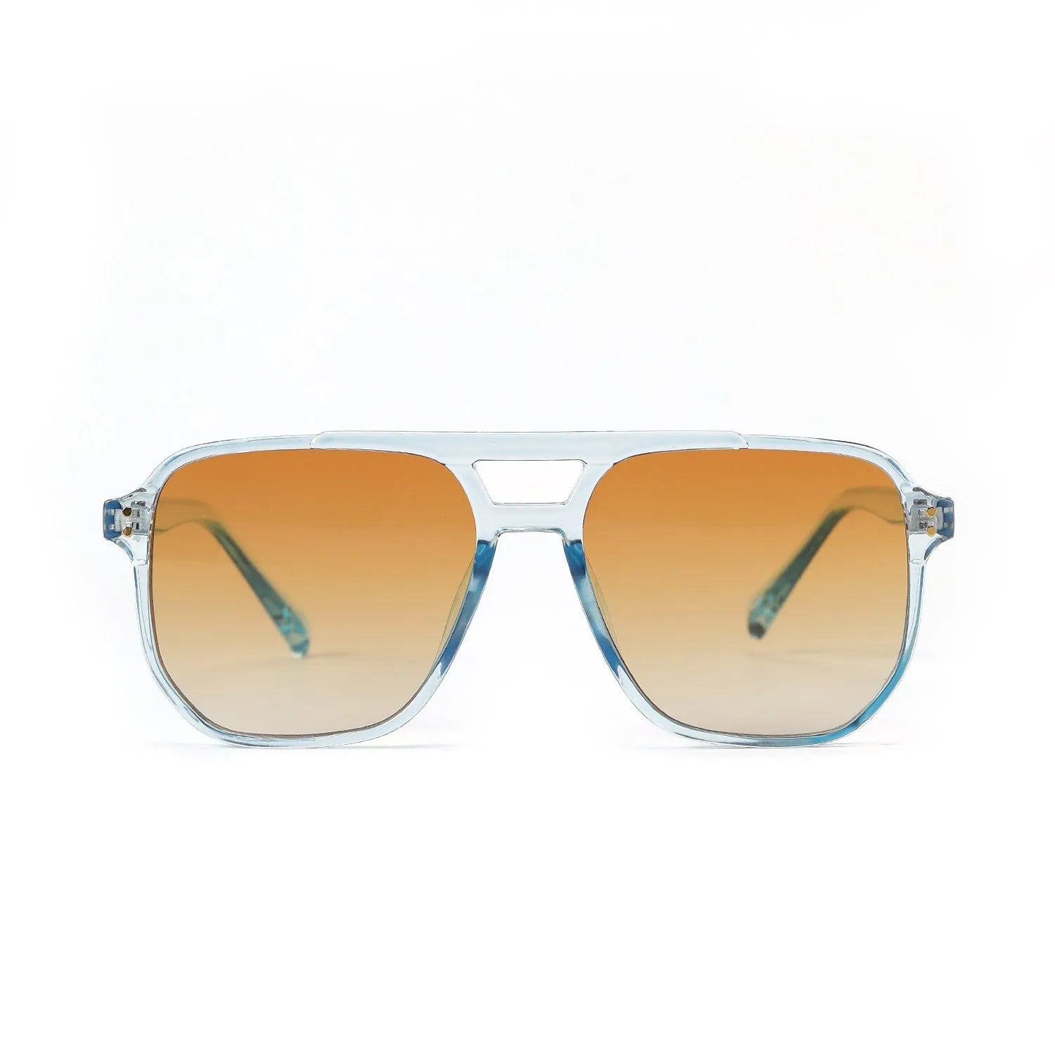 Women's square double beam fashion sunglasses in bright black all grey with full frame construction