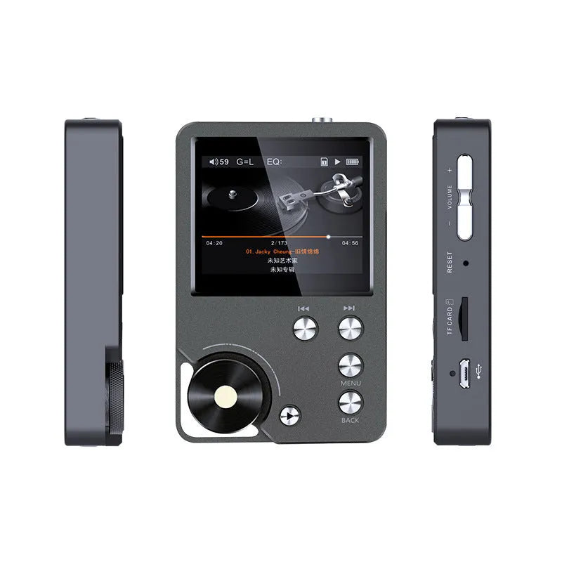 Master HIFI DSD256 lossless music player Silver Grey with push-button controls and 2-inch screen
