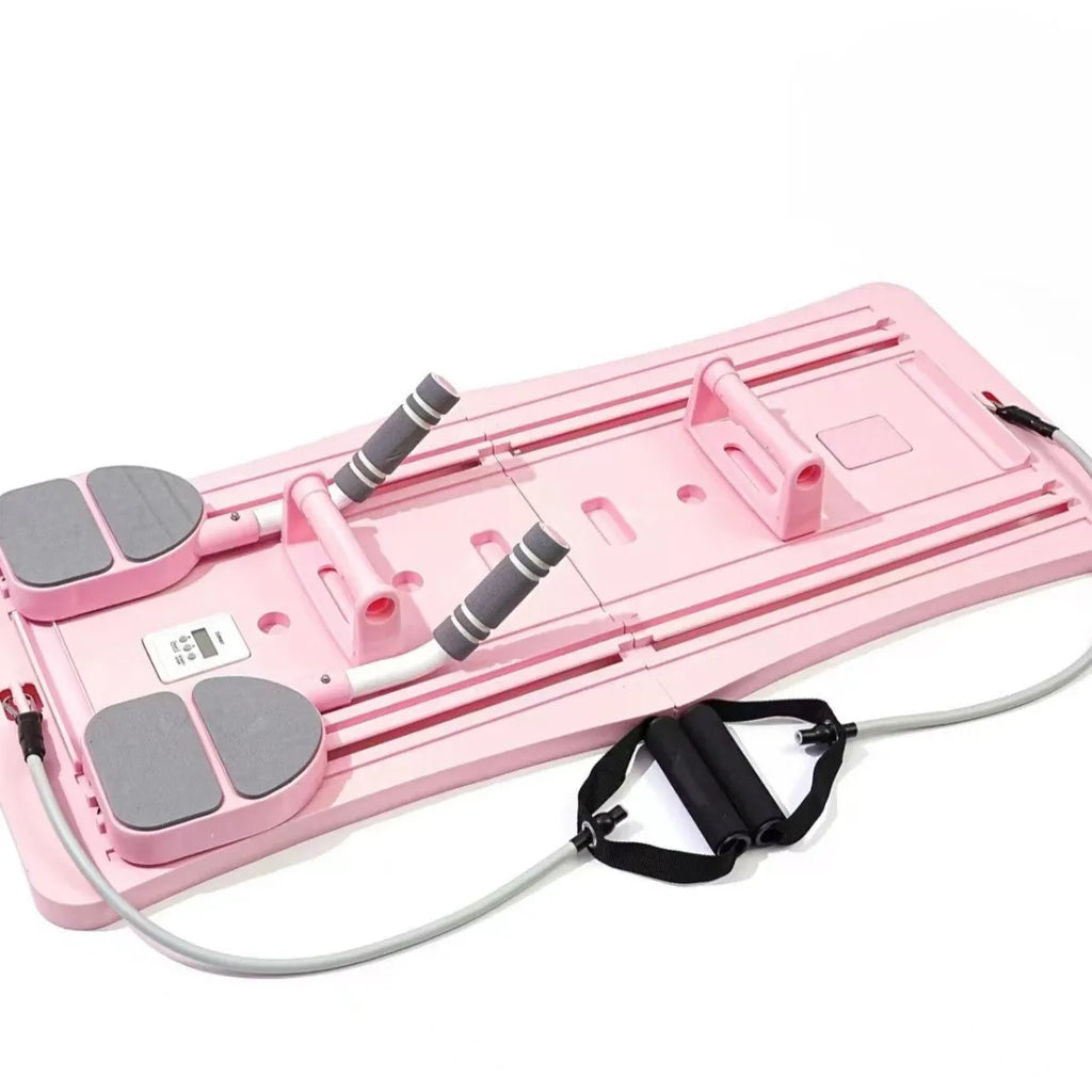 Purple foldable PP belly panel fitness board for core workouts on a floor.