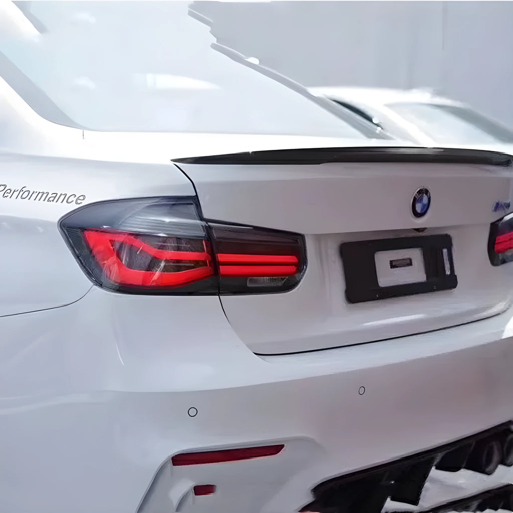 BMW 3 Series modified streamer LED tail light assembly in red or smoked black, showing 56cm width.