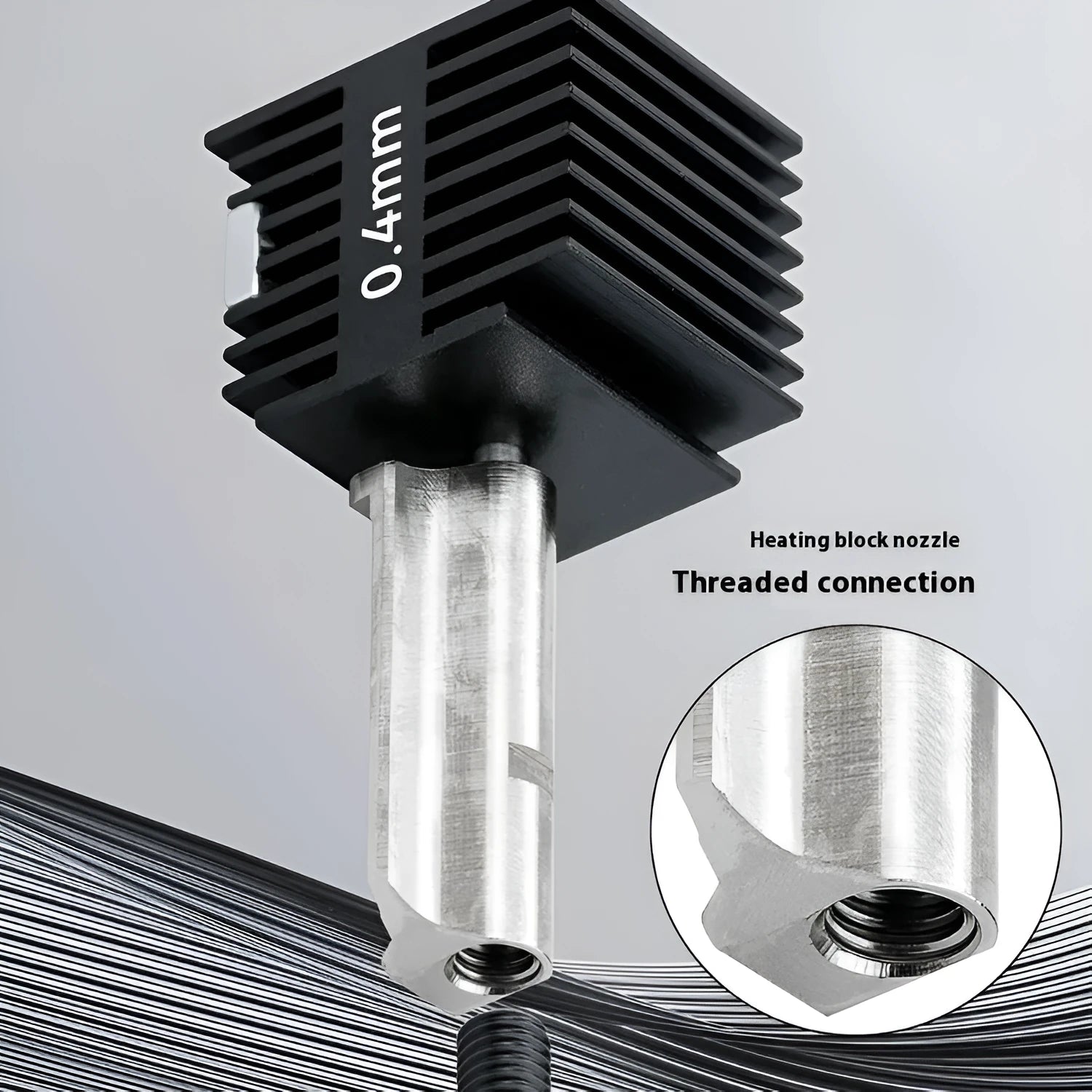 Bambu Lab A1 Mini hot end nozzle assembly set with four hardened steel nozzles and black silicone sleeves