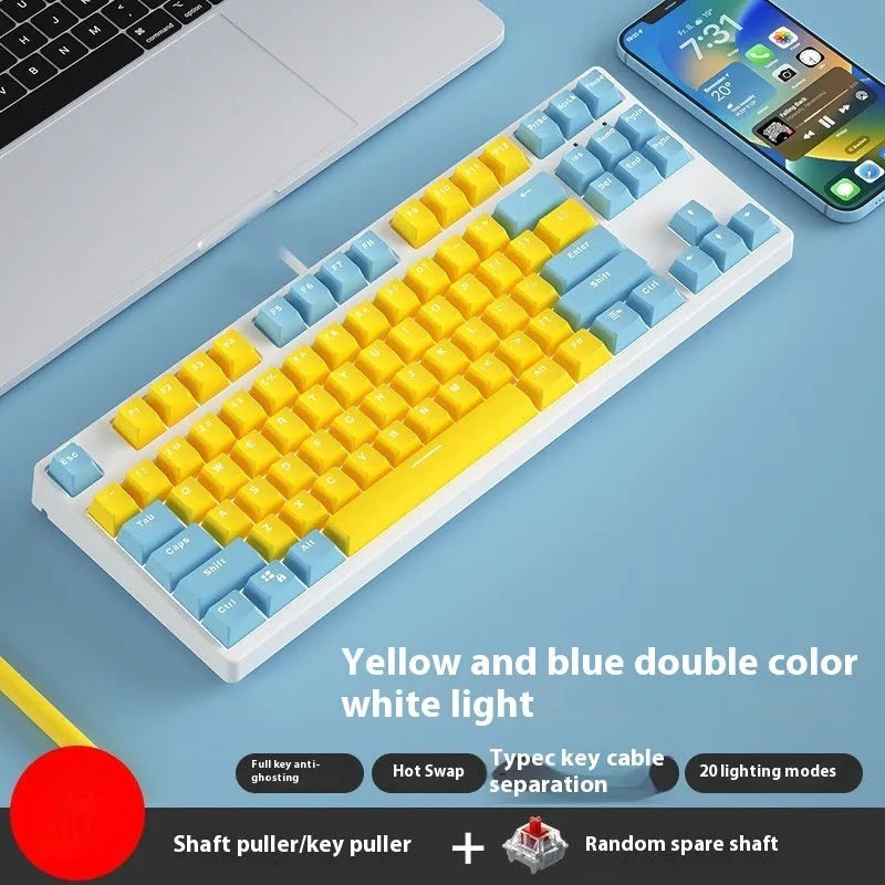87-key tenkeyless mechanical keyboard in a dual-colour keycap design with metal frame