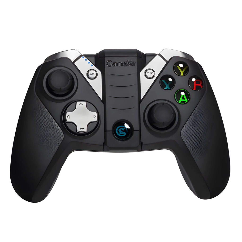 G4 Bluetooth mobile game controller in black ABS casing with buttons and analog sticks