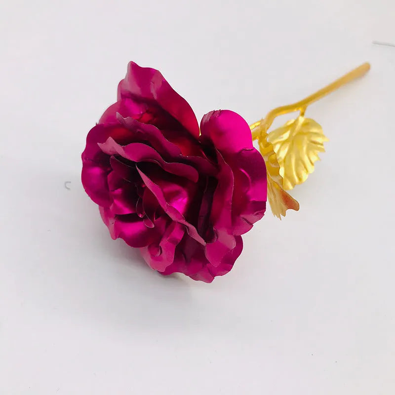24K luminous colour gold rose flower set in gift box with tote bag