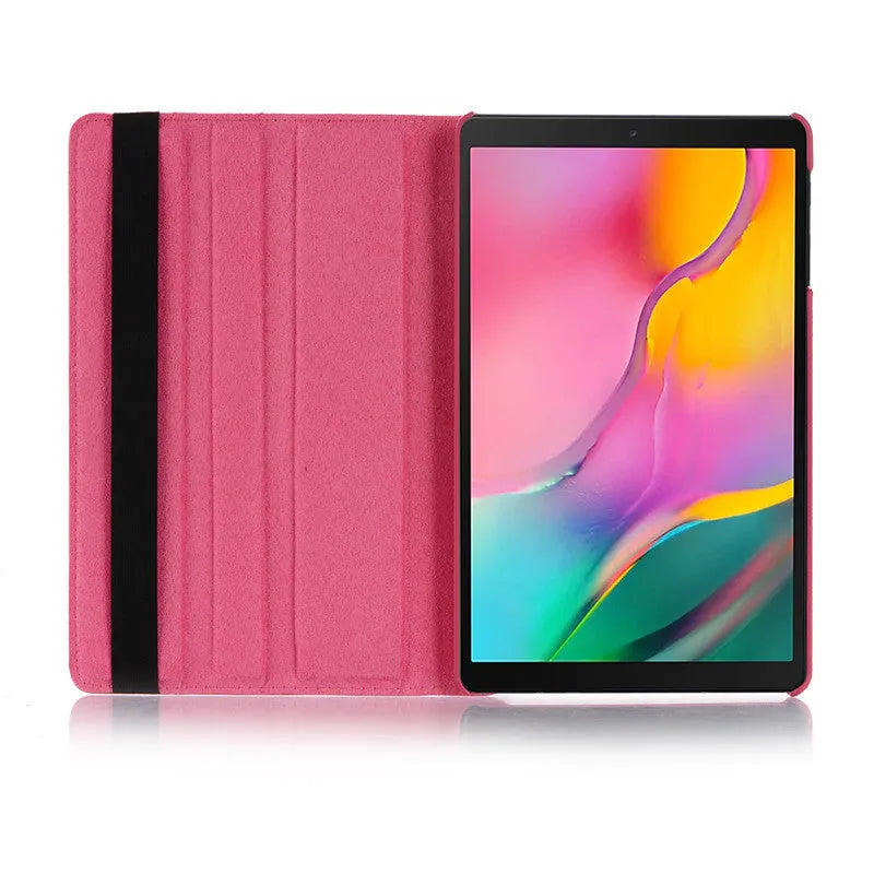 iPad Pro rotating protective sleeve in imitation leather showing clamshell design with twelve colour options
