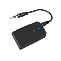 Black Bluetooth audio adapter with 3.5mm AUX cable and external power supply