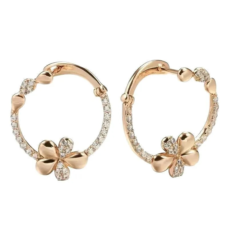 Round ring geometric earrings for women in electroplated copper colour EK13286-FD-01