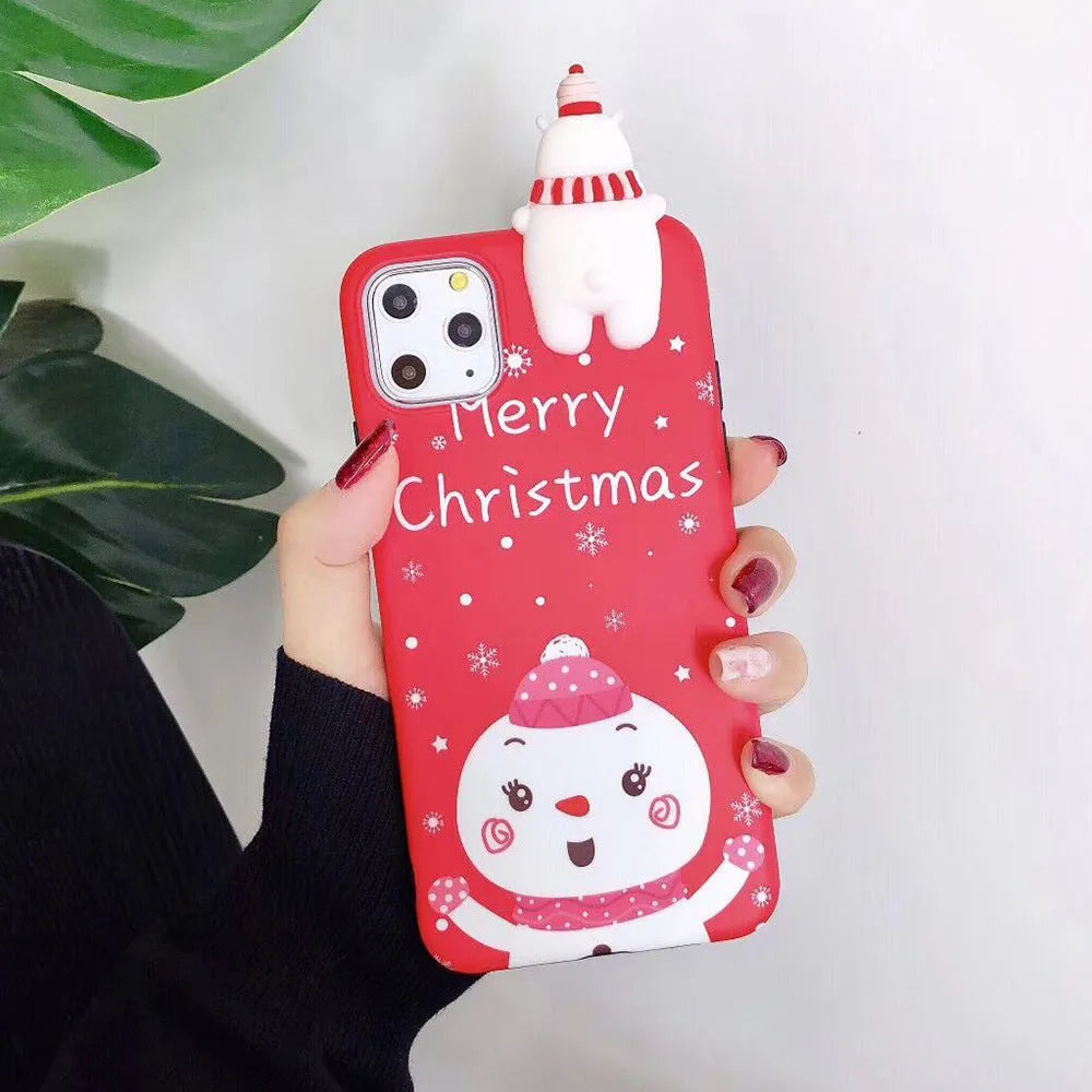Silicone Christmas back cover case for iPhone in assorted festive colours.
