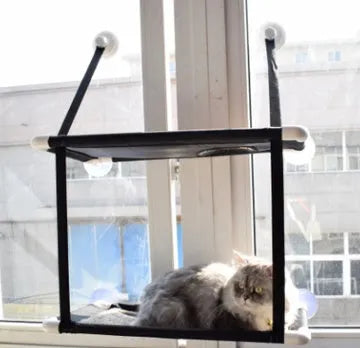 Cat hammock on window sill with suction cups, double layer coral velvet design