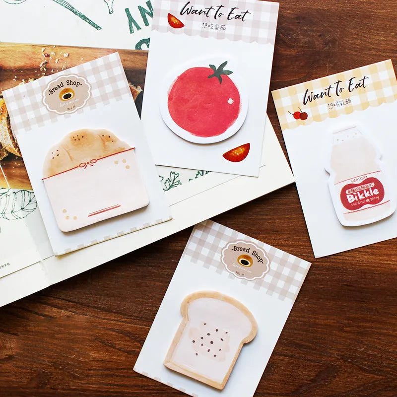 Food-themed bread handbook memo pad with 30 sheets of 80g paper in 85mm x 120mm size