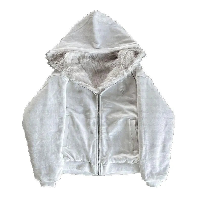 Men's and women's casual loose coat in white or black with regular long sleeves