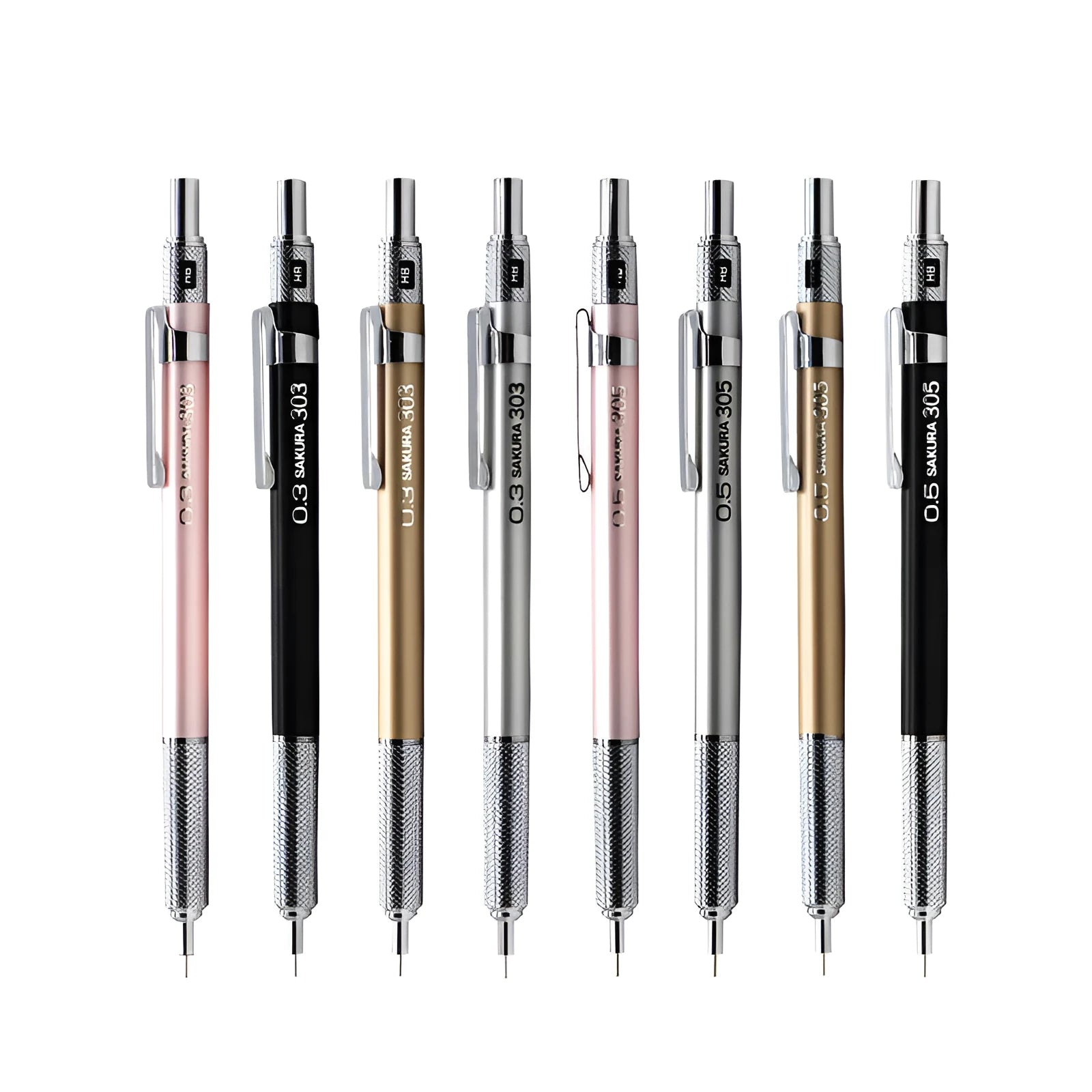 Japanese Cherry metal mechanical pencil with gold finish, 0.5mm lead, metal rod body