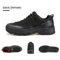 Men's low-top hiking boots with leather mesh upper and round toe design in black colour