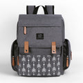 LAND Mommy large oxford cloth diaper backpack with changing mat, shown in grey colour.