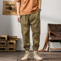 Men's tapered cotton overalls in Korean style with ankle banding and small leg openings
