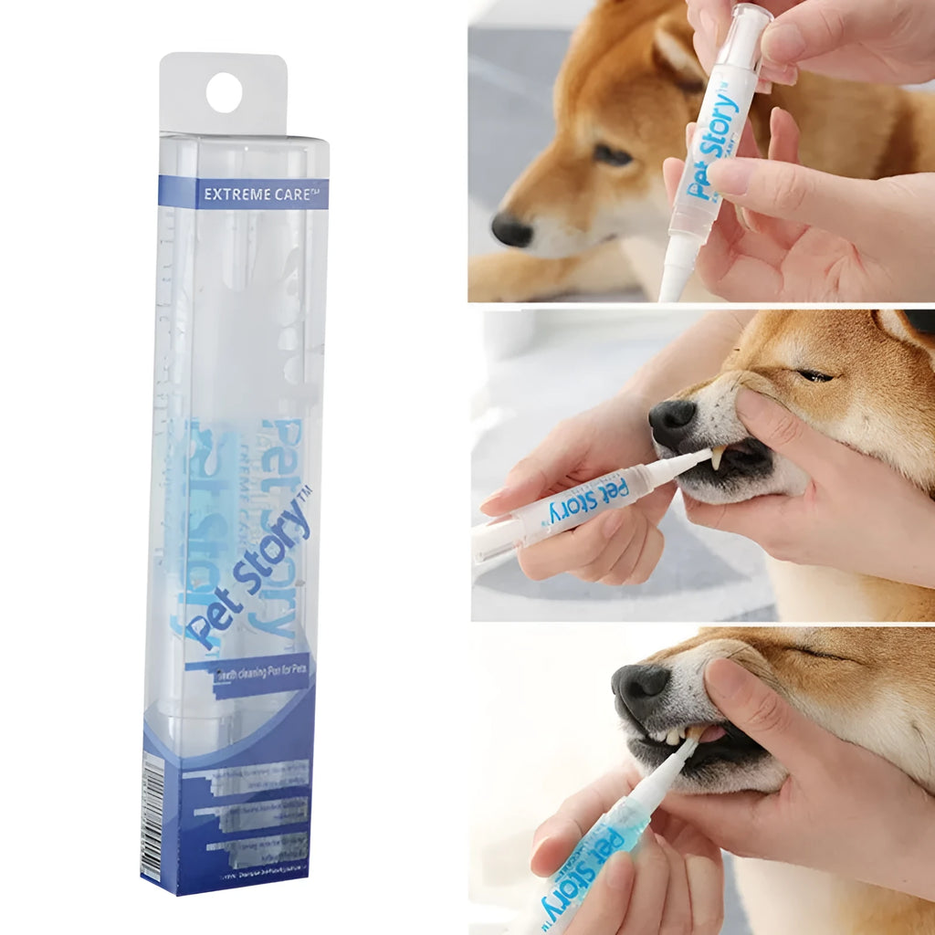 Pet tooth whitening pen kit for dogs and cats with two 5ml pens and soft brush head