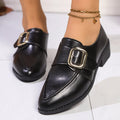 Women's British-style leather shoes with bow detail showing PU upper and rubber sole construction