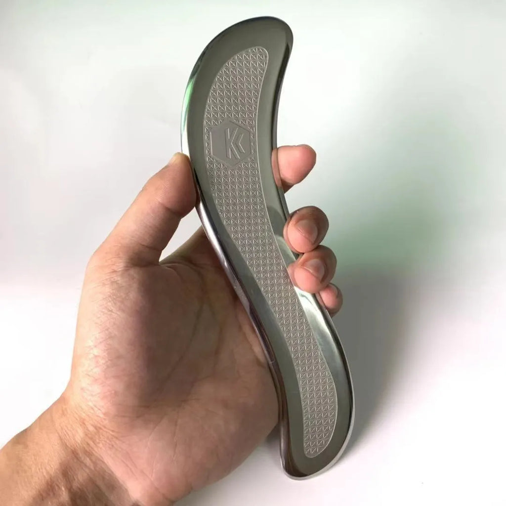 Stainless steel fascial knife KSg22 shape 195x50x5mm for muscle meridian release