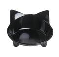 Shallow non-slip cat food bowl with anti-skid rubber base in black colour