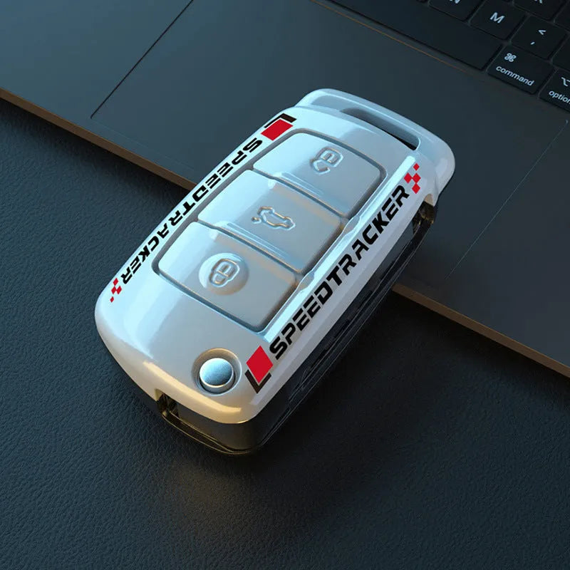 Carbon fibre style car key holder with mirror accessory in feilin material