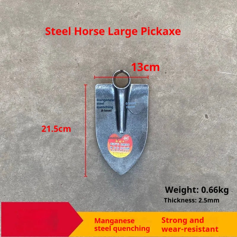 Agricultural flat pointed hoe with stainless steel construction and manganese steel quenching for weeding and ploughing
