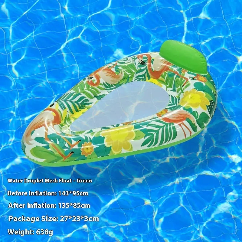 PVC inflatable floating row pool float in a choice of colours and designs including watermelon and flamingo.