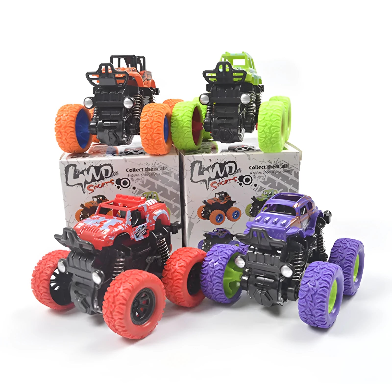 Inertial four-wheel drive off-road vehicle toy in green, 9x8.5x8.5cm, pull-back action