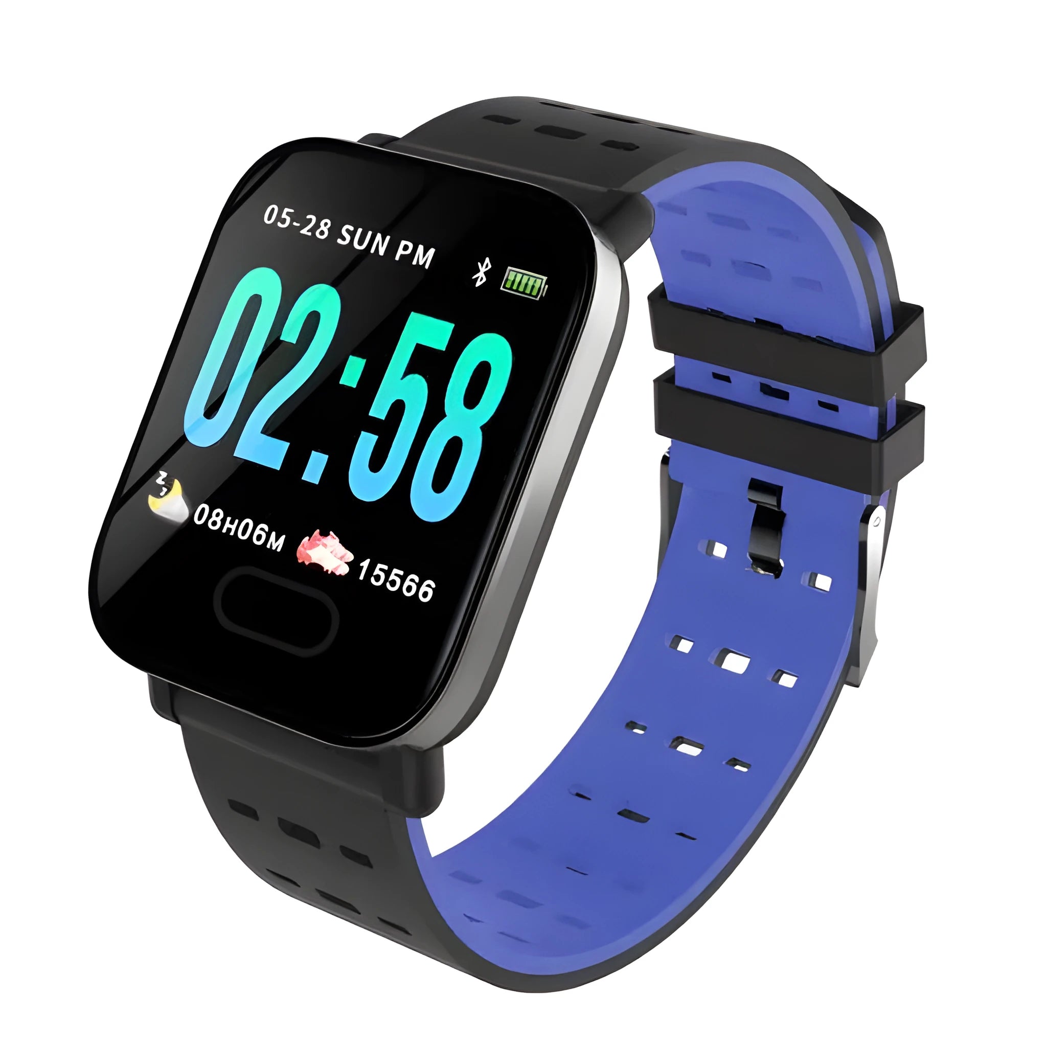 A6 smart bracelet with colour screen and silicone strap on a wrist