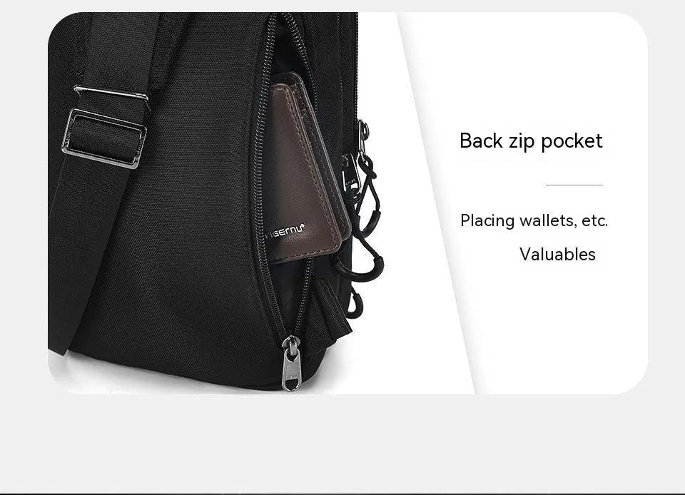 Casual black camouflage chest bag with waterproof function and single shoulder strap