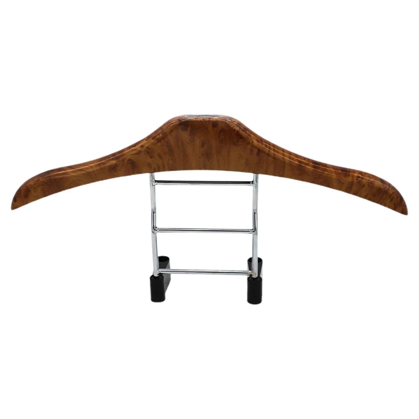 Wood yellow stainless steel car mounted clothes hanger showing dimensions of 46.5 by 23 centimetres