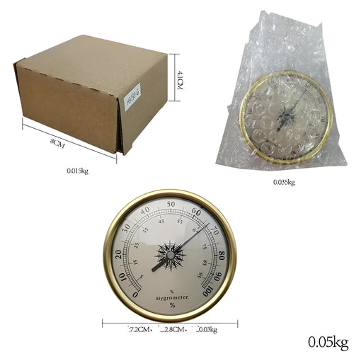 Analogue thermometer and hygrometer with aluminium outer ring and dial for indoor climate monitoring